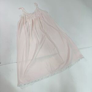 I. Magnin Slip Nightgown Women 25 Pink Lace  Sleeveless Nightgown Boudoir Vintag